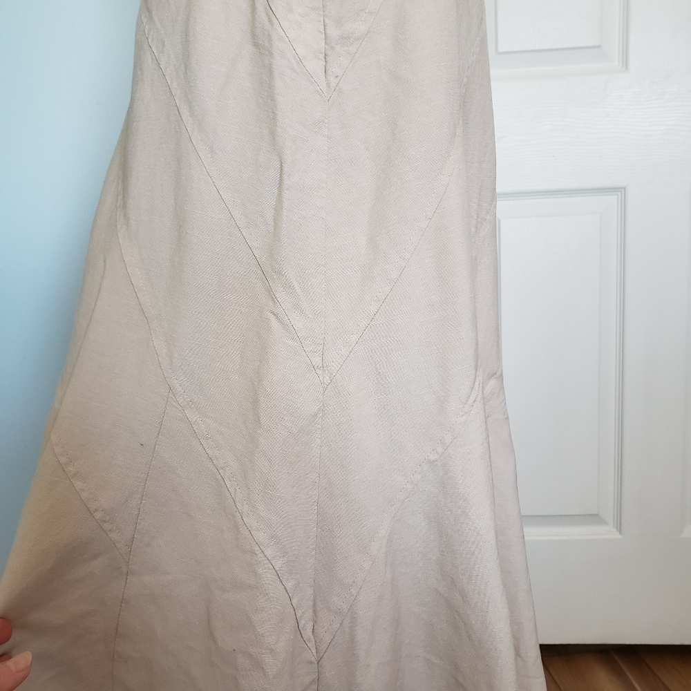 Long Linen Blend Paneled Skirt, 6 - Picture 5 of 8